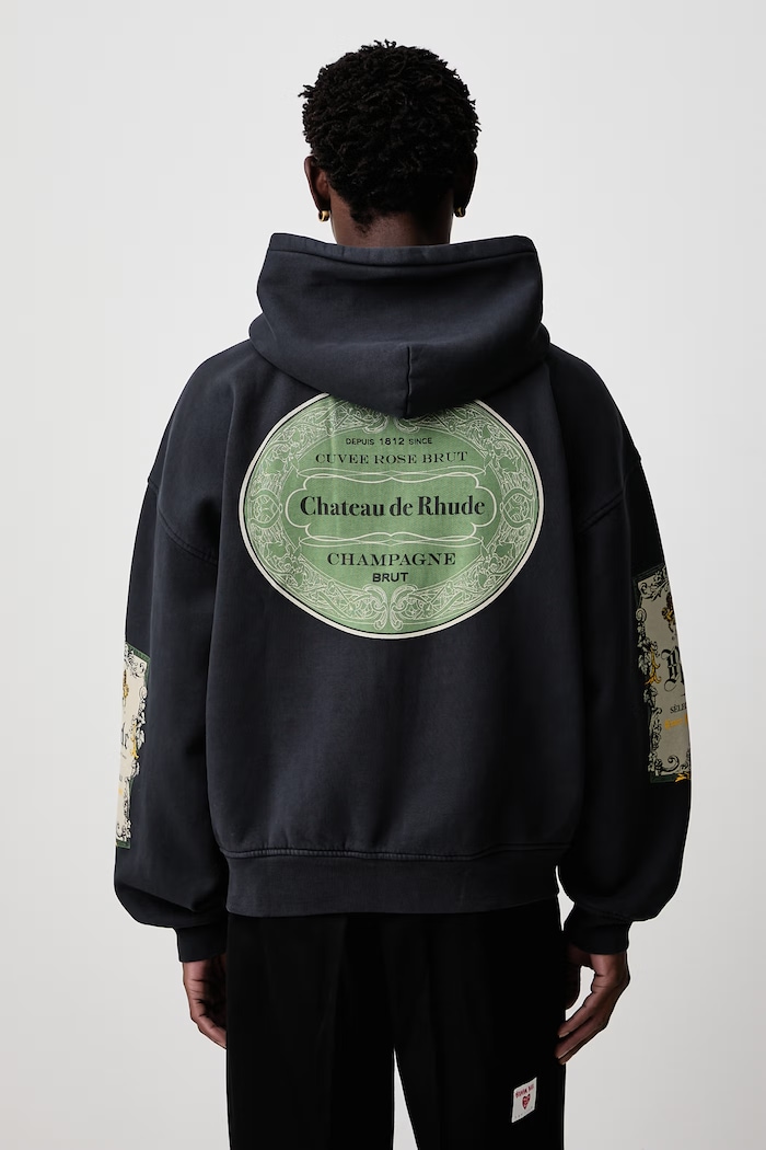 Одяг RHUDE Bordeaux Reserve кофта з капюшоном бавовняна чоловіча RHFW26HO12012 чорний