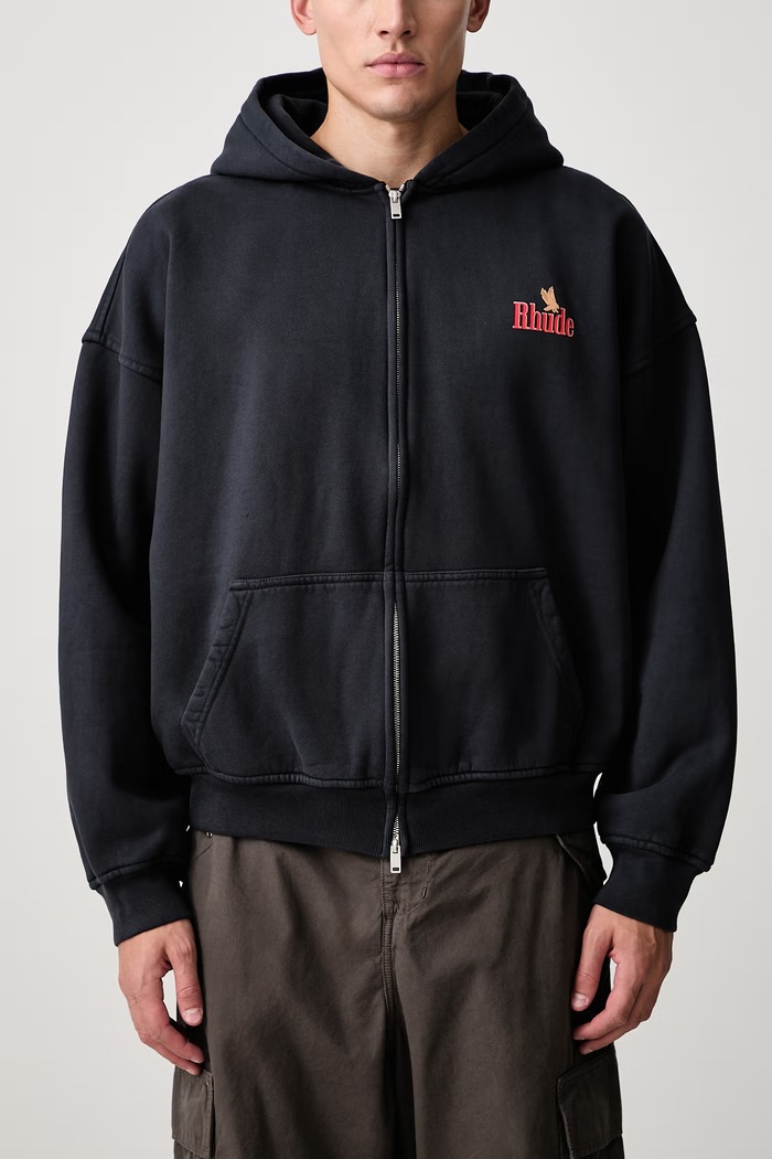 American Spirit bluza rozpinana z kapturem bawełniana męska RHUDE granatowy RHFW26HO11012