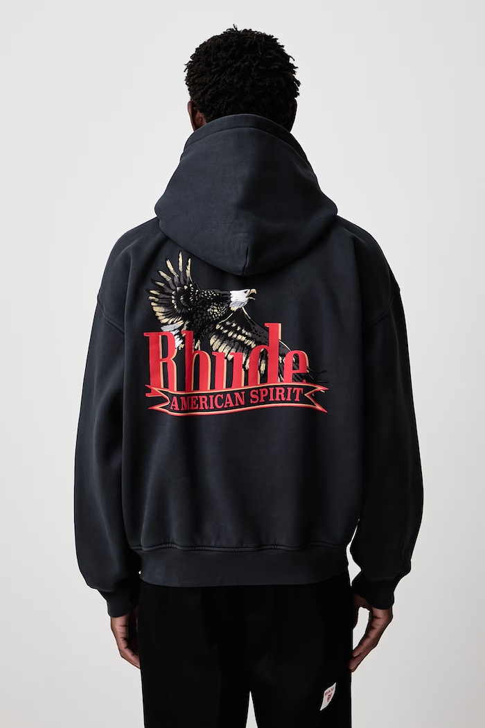 Одяг RHUDE American Spirit кофта з капюшоном бавовняна чоловіча RHFW26HO02012 чорний