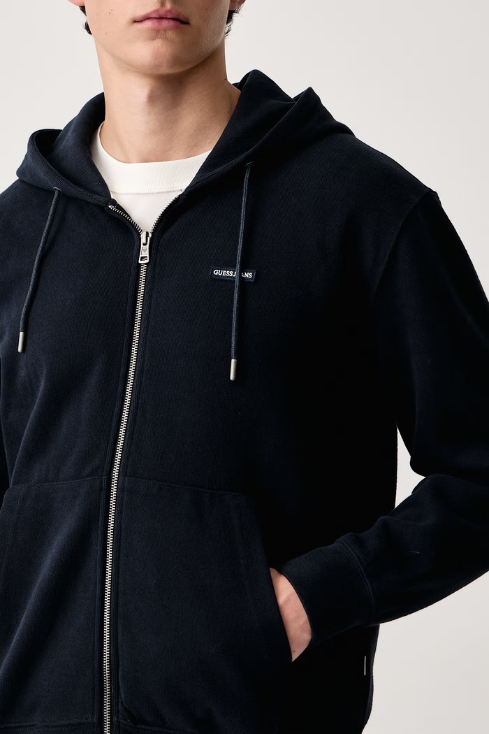 Dukserica sa kapuljačom za muškarce s pamukom Guess Jeans M6BQ05.K5406 mornarsko plava