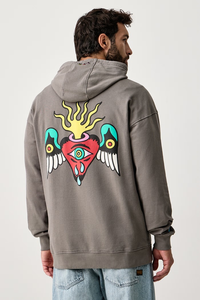 Hurley Bluza oversize męska bawełniana Etam Psico szary MFTEUET0004