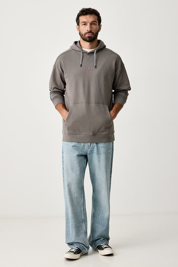 Hurley Bluza oversize męska bawełniana Etam Psico MFTEUET0004 szary AW26