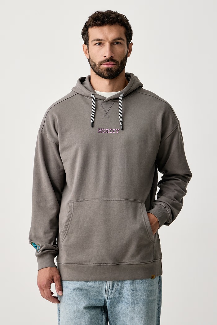 Odzież Hurley Bluza oversize męska bawełniana Etam Psico MFTEUET0004 szary