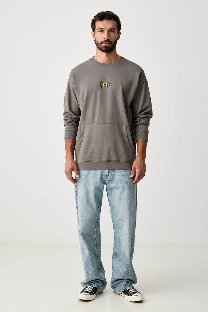 Hurley Bluza oversize męska bawełniana Etam Sun MFTEUET0003 szary AW26