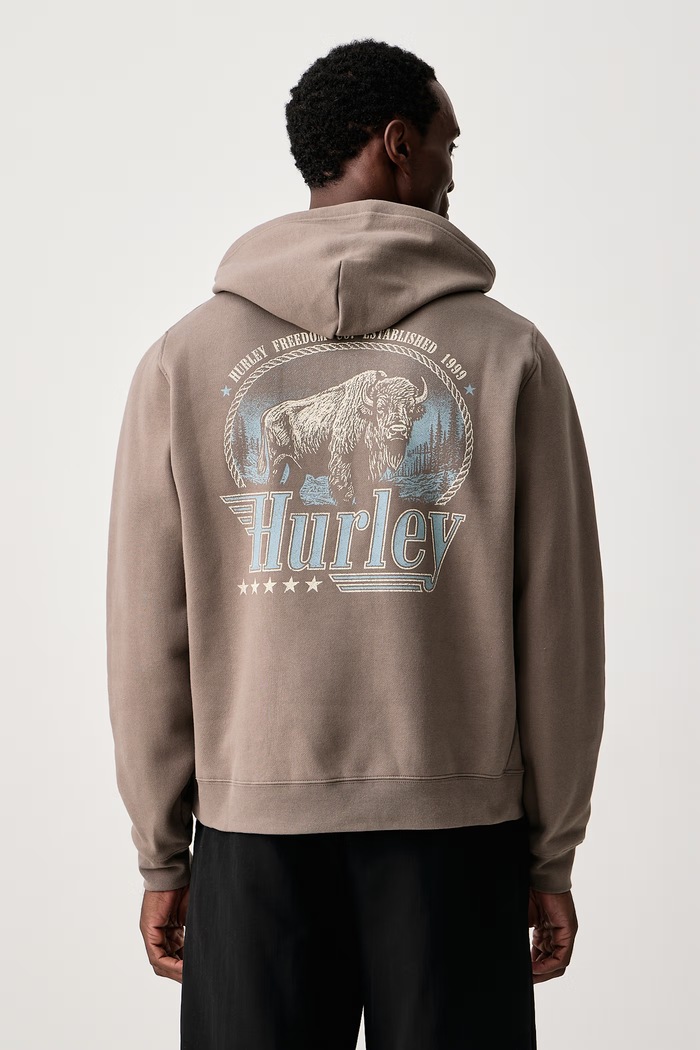 Hurley Bluza z kapturem męska z bawełną Outlaw Snap brązowy HFA26MMFT13319