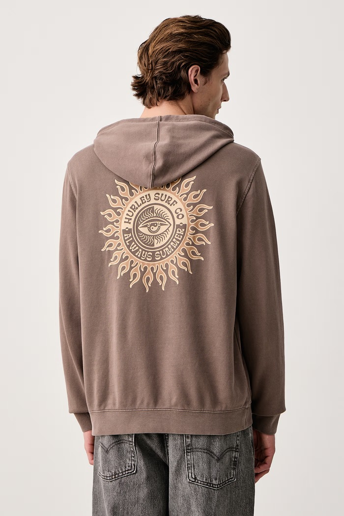 Odzież Hurley Bluza z kapturem męska Naturals HFA26MMFT13080 brązowy