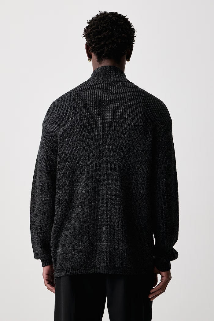 Odzież Yohji Yamamoto ZIP HIGH sweter rozpinany męski z wełną KN3667 czarny