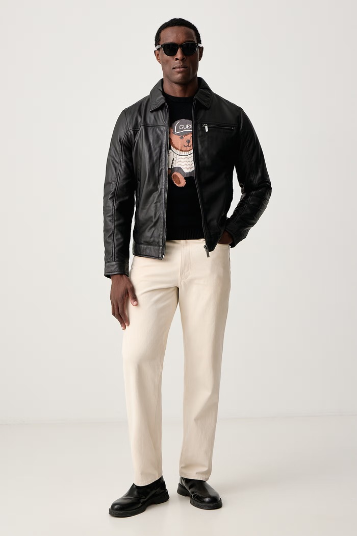 Guess Sweter męski z wiskozą NAVIN czarny M6BR42.Z1604