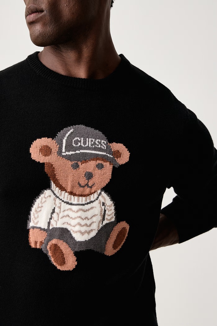 Odzież Guess Sweter męski z wiskozą NAVIN M6BR42.Z1604 czarny