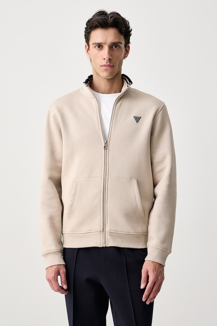 Guess Rozepínací mikina pánská s bavlnou béžová M6BQ52.K6169