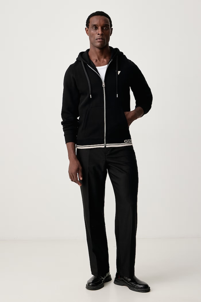 Guess Rozepínací mikina s kapucí pánská s bavlnou M6BQ48.K6168 černá AW26