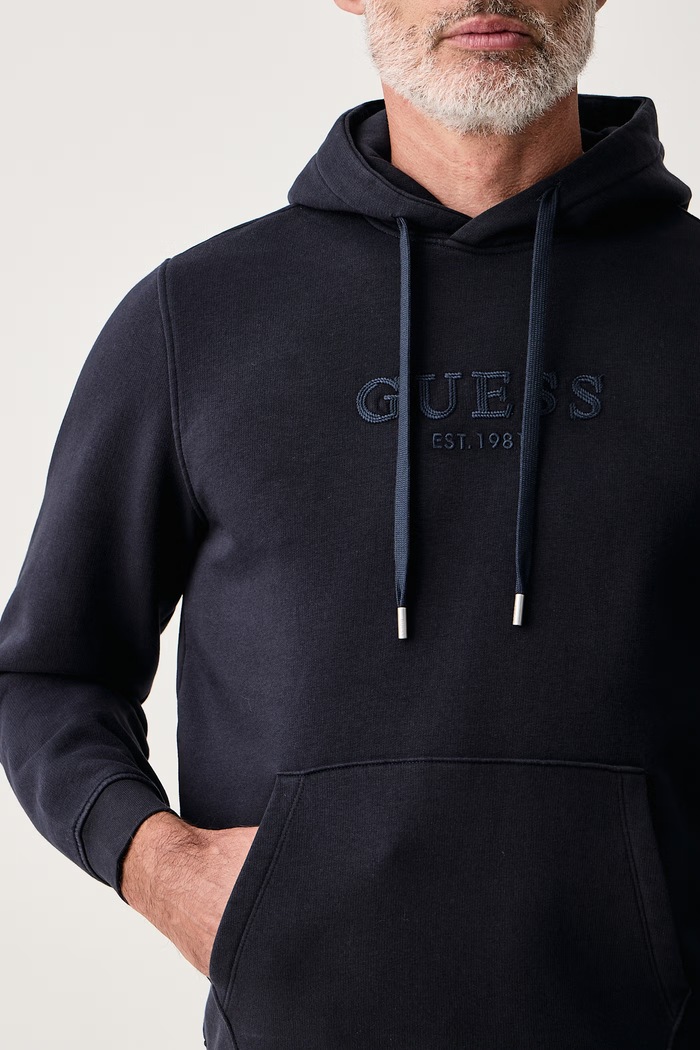 Mikina s kapucňou pánska s bavlnou Guess M6BQ36.K6161 tmavomodrá