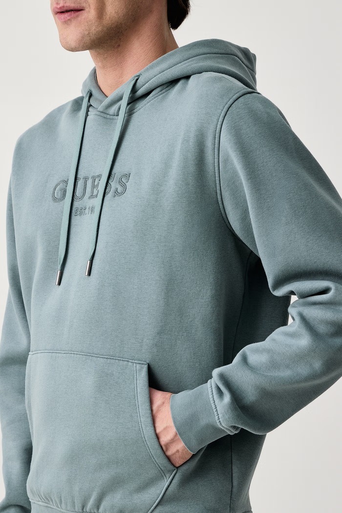 Bluza z kapturem męska z bawełną Guess M6BQ36.K6161 turkusowy