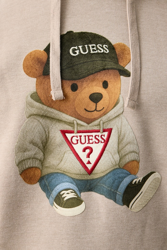 Mikina s kapucí pánská s bavlnou Guess béžová M6BQ31.K6562
