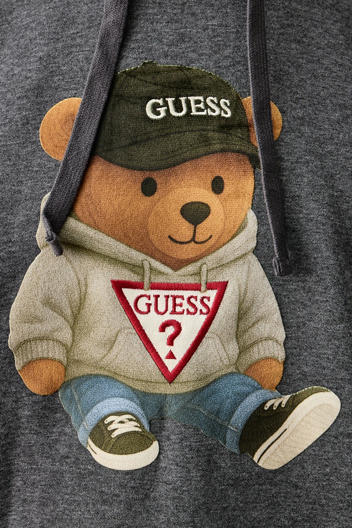Mikina s kapucí pánská s bavlnou Guess šedá M6BQ31.K6562
