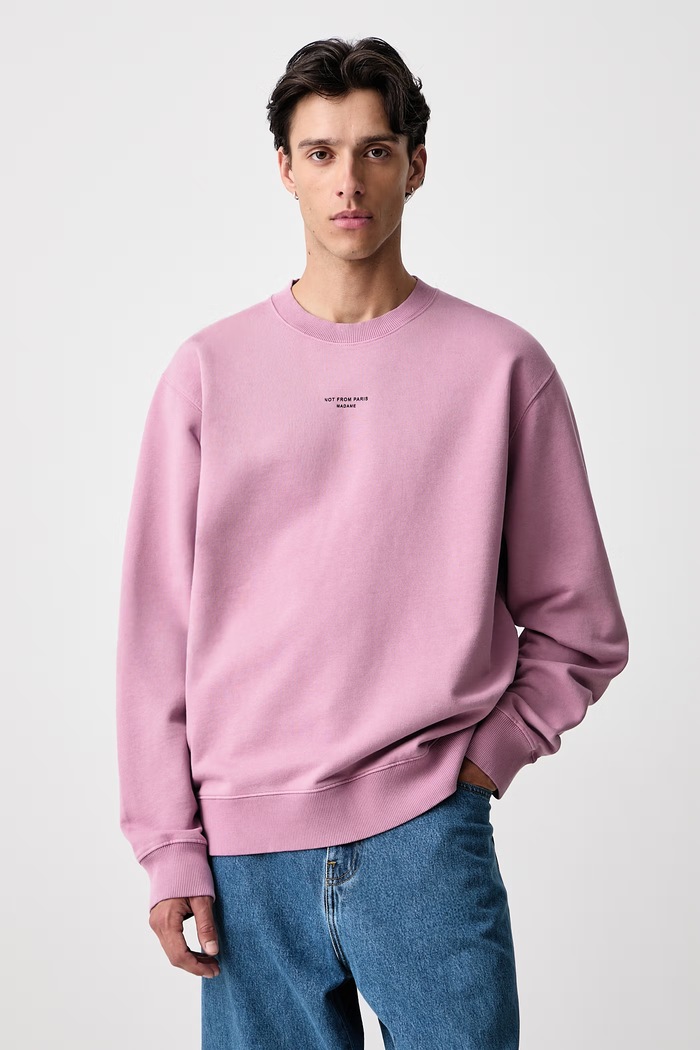 Drôle de Monsieur Bluza męska bawełniana Classic Slogan różowy M.SW148.CO127