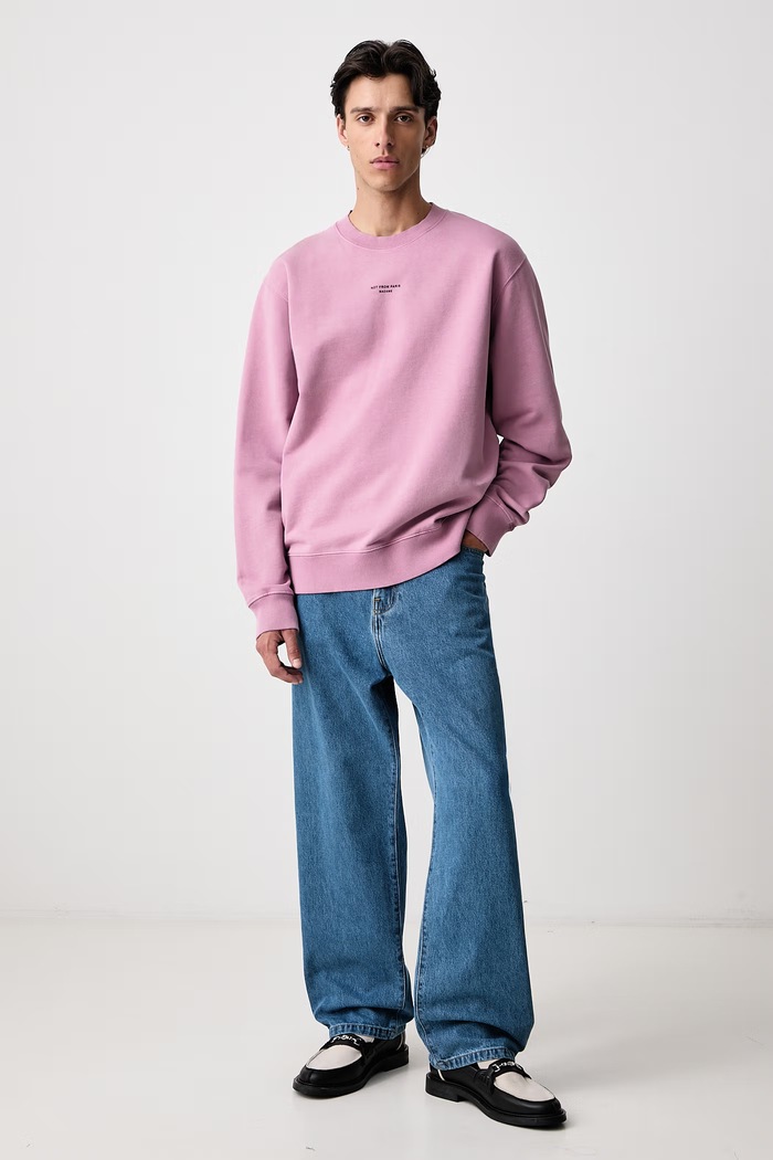 Drôle de Monsieur Bluza męska bawełniana Classic Slogan M.SW148.CO127 różowy AW26
