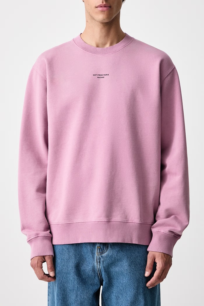 Bluza męska bawełniana Classic Slogan Drôle de Monsieur różowy M.SW148.CO127