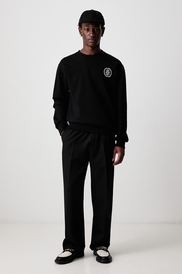 Drôle de Monsieur Bluza męska bawełniana D Mirror Embroidery M.SW216.CO127 czarny AW26