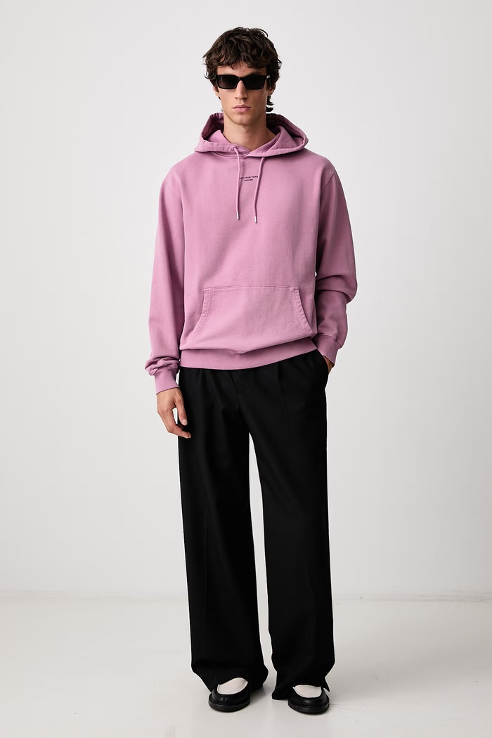 Drôle de Monsieur Bluza z kapturem męska bawełniana Classic Slogan M.HO161.CO127 różowy AW26