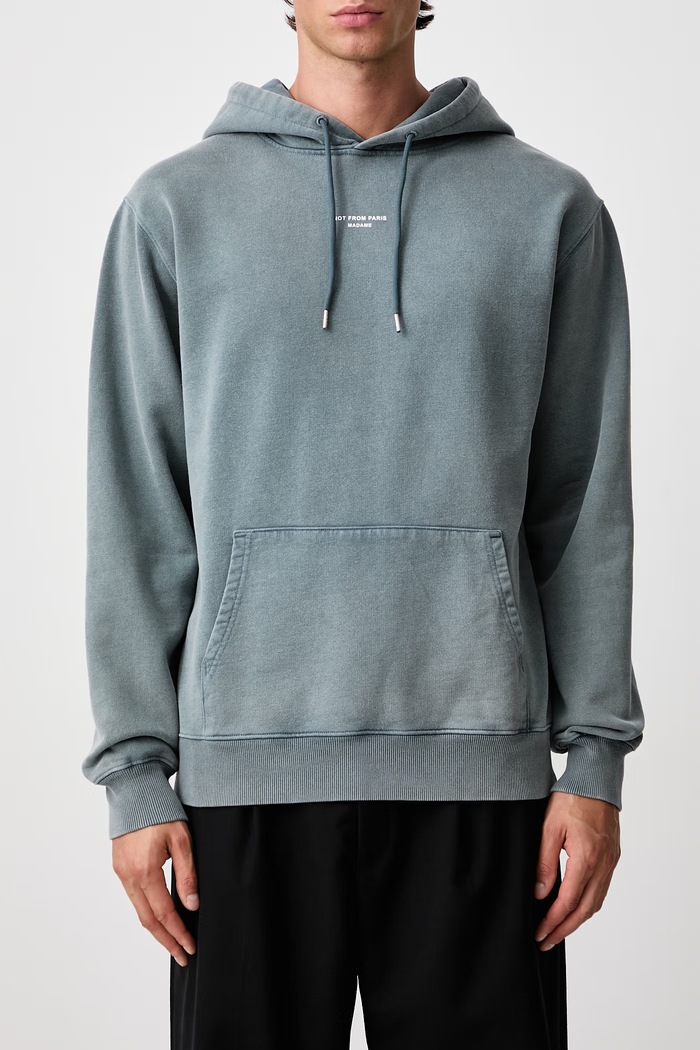 Bluza z kapturem męska bawełniana Classic Slogan Drôle de Monsieur szary M.HO161.CO127