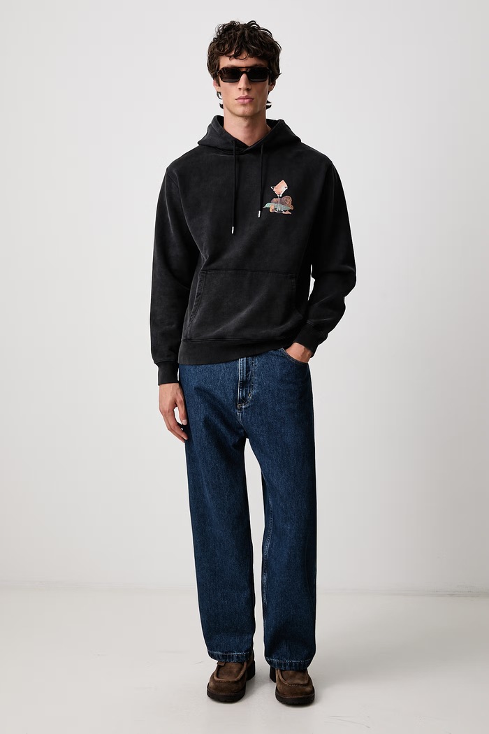 Drôle de Monsieur Bluza z kapturem męska bawełniana Glass Lion M.HO215.CO127 czarny AW26