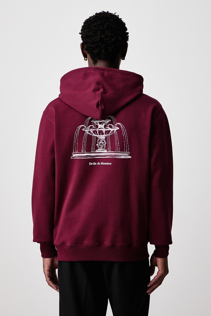 Odzież Drôle de Monsieur Bluza z kapturem męska bawełniana Fountain M.HO219.CO127 bordowy