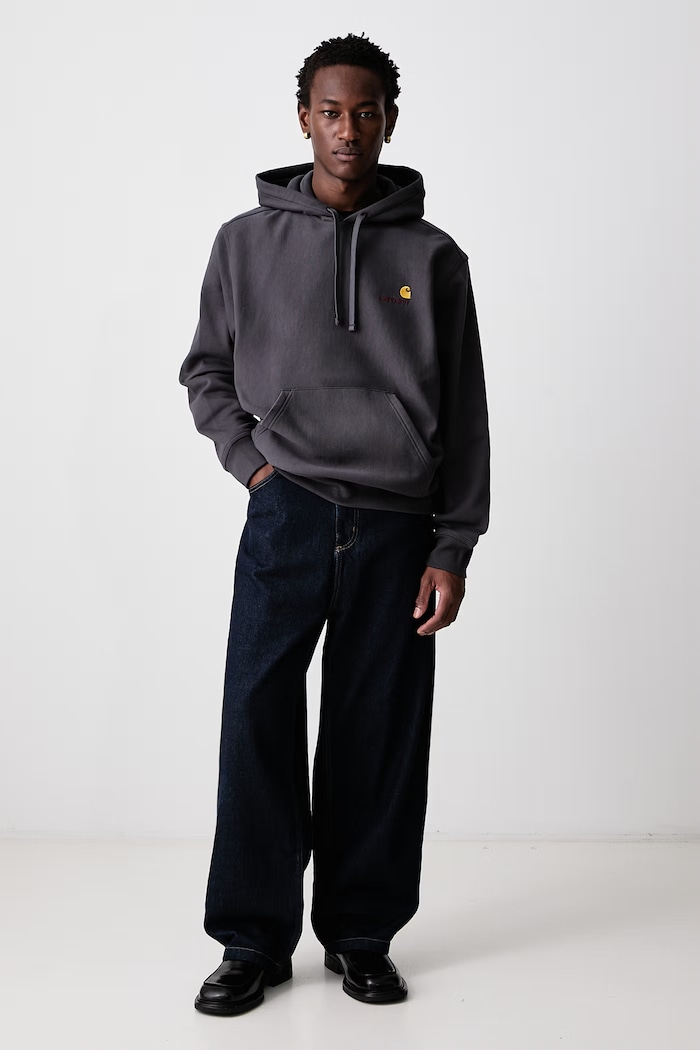 Carhartt WIP American Script bluza z kapturem z bawełną męska I028279.87XX szary AW26