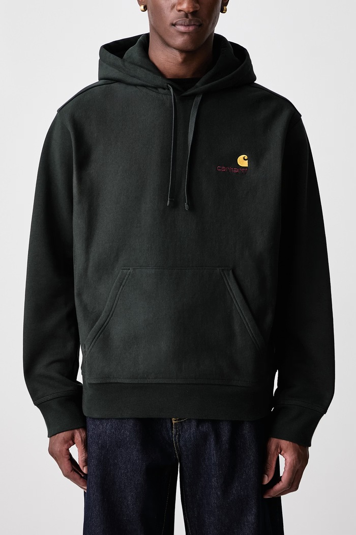 American Script bluza z kapturem z bawełną męska Carhartt WIP zielony I028279.3T6XX