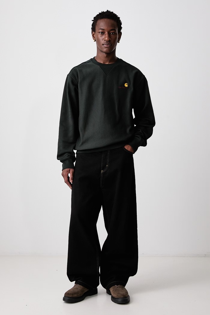 Carhartt WIP American Script hanorac cu bumbac pentru bărbați I025475.3T6XX verde AW26