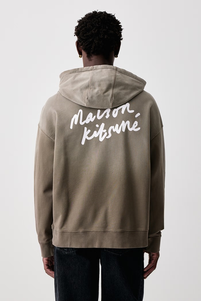 Odzież Maison Kitsuné Handwriting bluza z kapturem bawełniana męska MRMJH05KMBIT5 brązowy