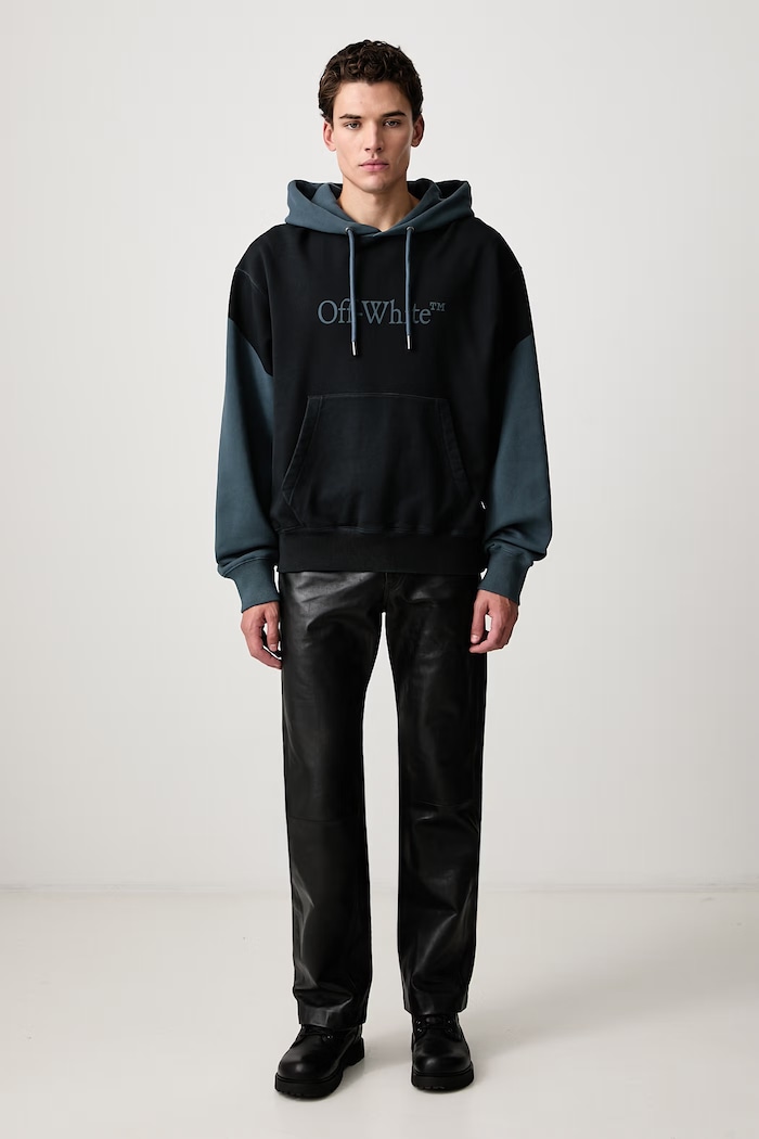 Off-White Negative Big Bookish Regular hanorac cu glugă din bumbac pentru bărbați 44MBB12NF26F001460 gri AW26