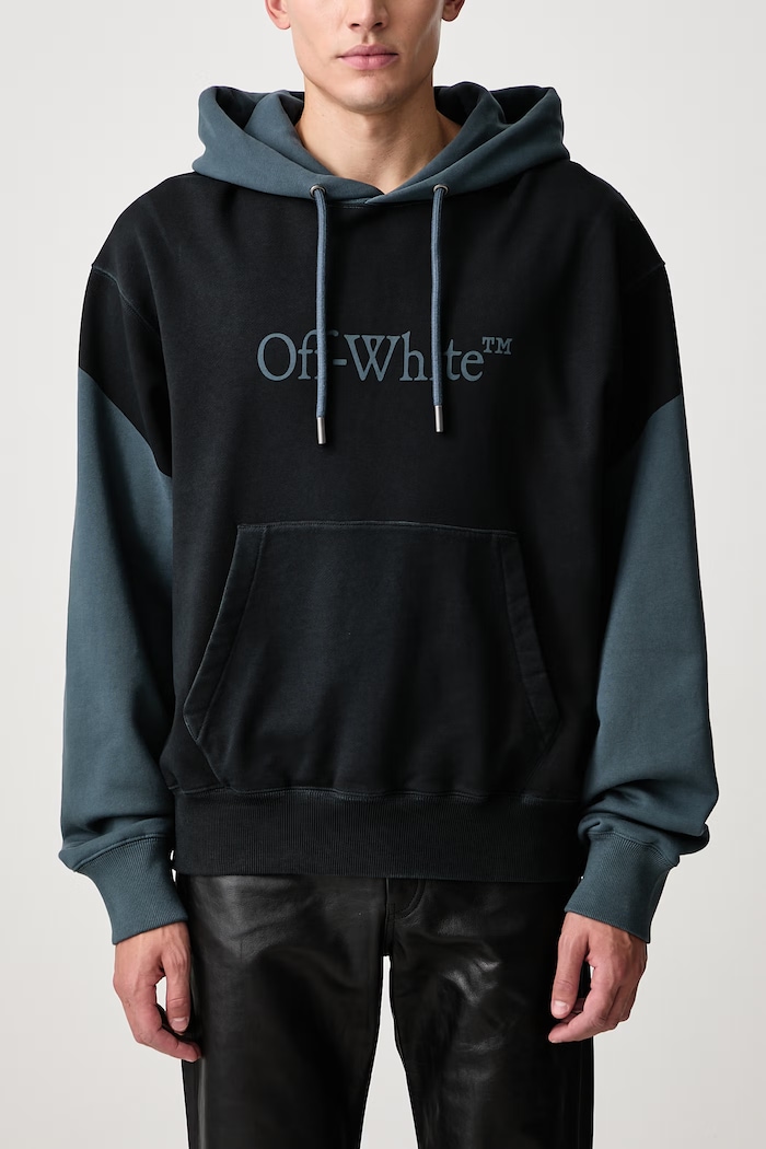 Negative Big Bookish Regular hanorac cu glugă din bumbac pentru bărbați Off-White gri 44MBB12NF26F001460