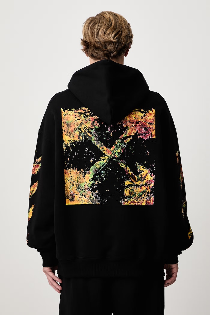 Off-White Spices Arrow Skate hanorac cu glugă din bumbac pentru bărbați negru 44MBB085F26F004001