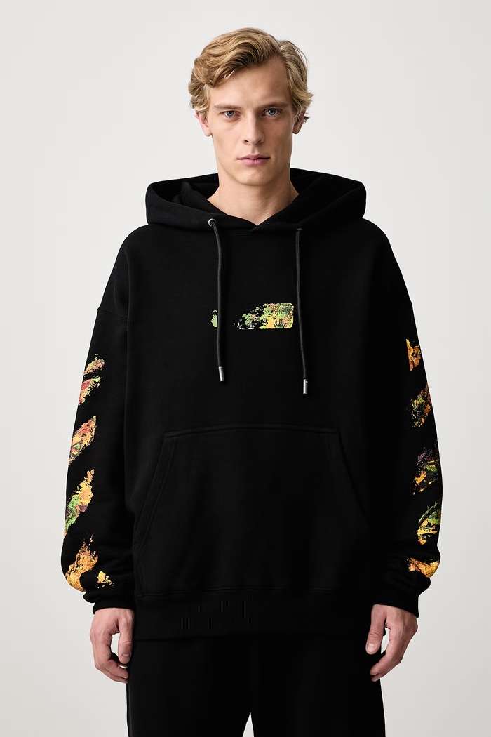Îmbrăcăminte Off-White Spices Arrow Skate hanorac cu glugă din bumbac pentru bărbați 44MBB085F26F004001 negru