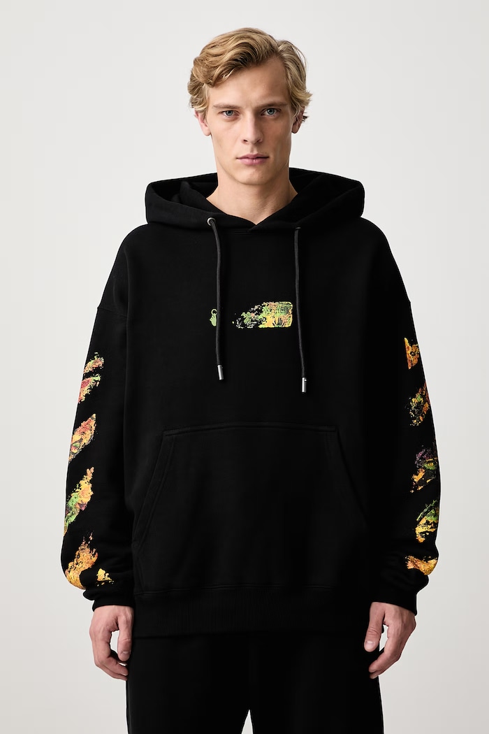 Îmbrăcăminte Off-White Spices Arrow Skate hanorac cu glugă din bumbac pentru bărbați 44MBB085F26F004001 negru