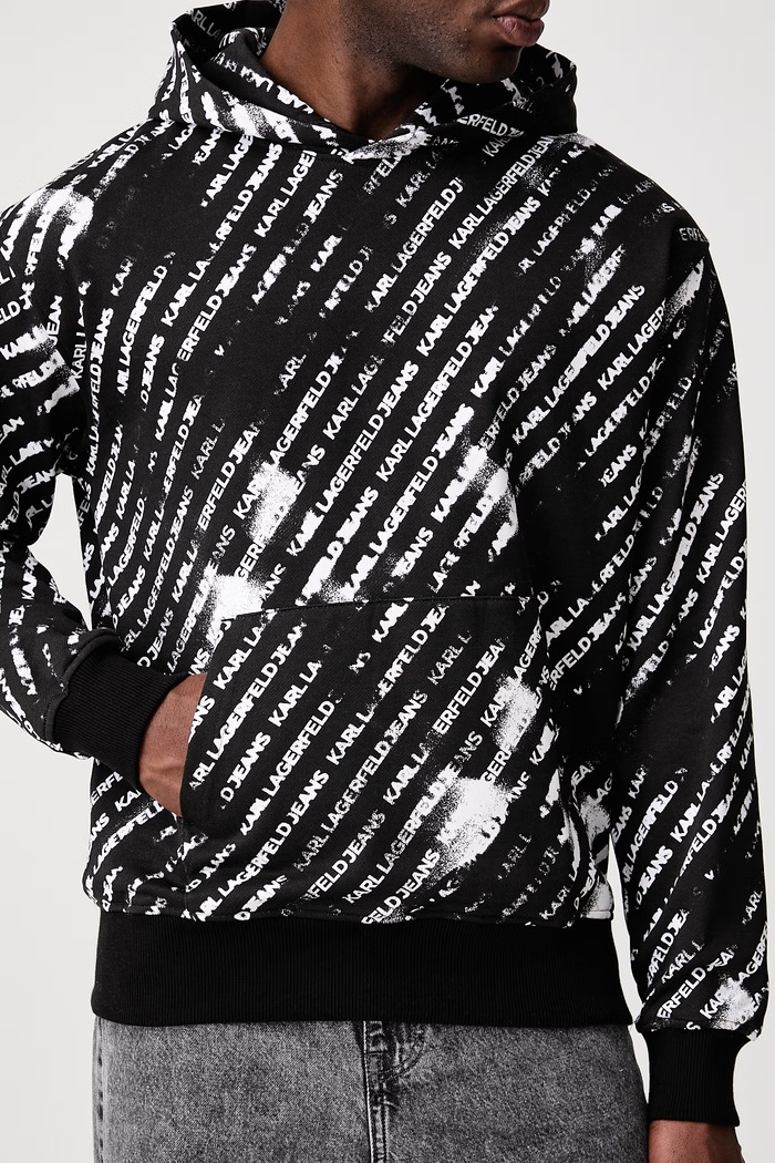 Mikina s kapucňou pánska bavlnená Karl Lagerfeld Jeans B4M20059 čierna