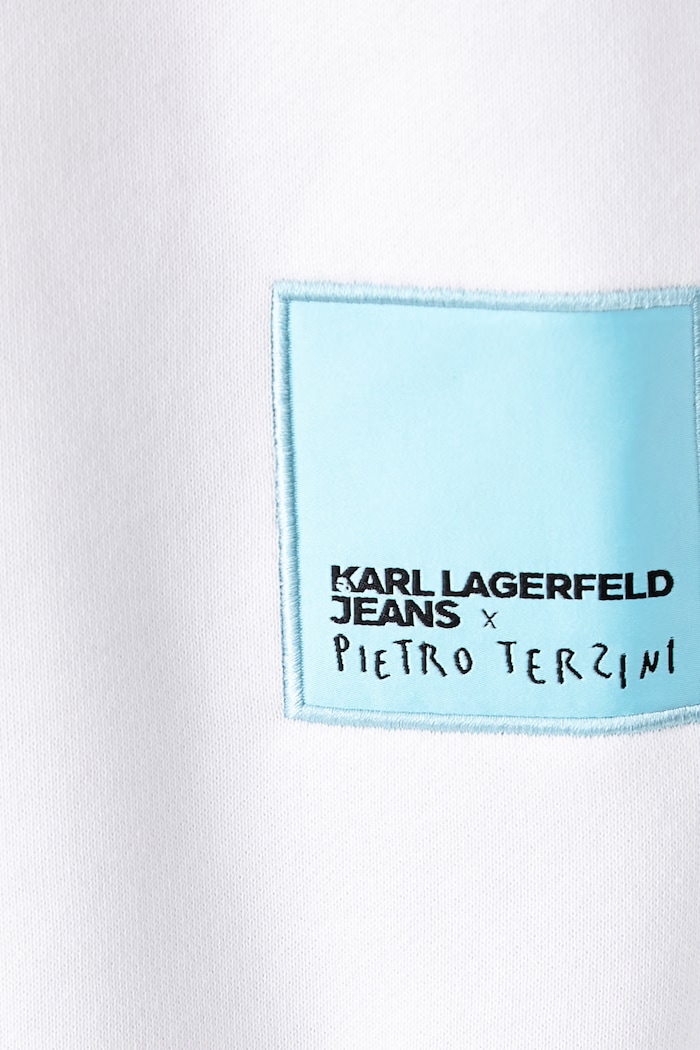Mikina pánska bavlnená x Pietro Terzini Karl Lagerfeld Jeans biela B4M20058