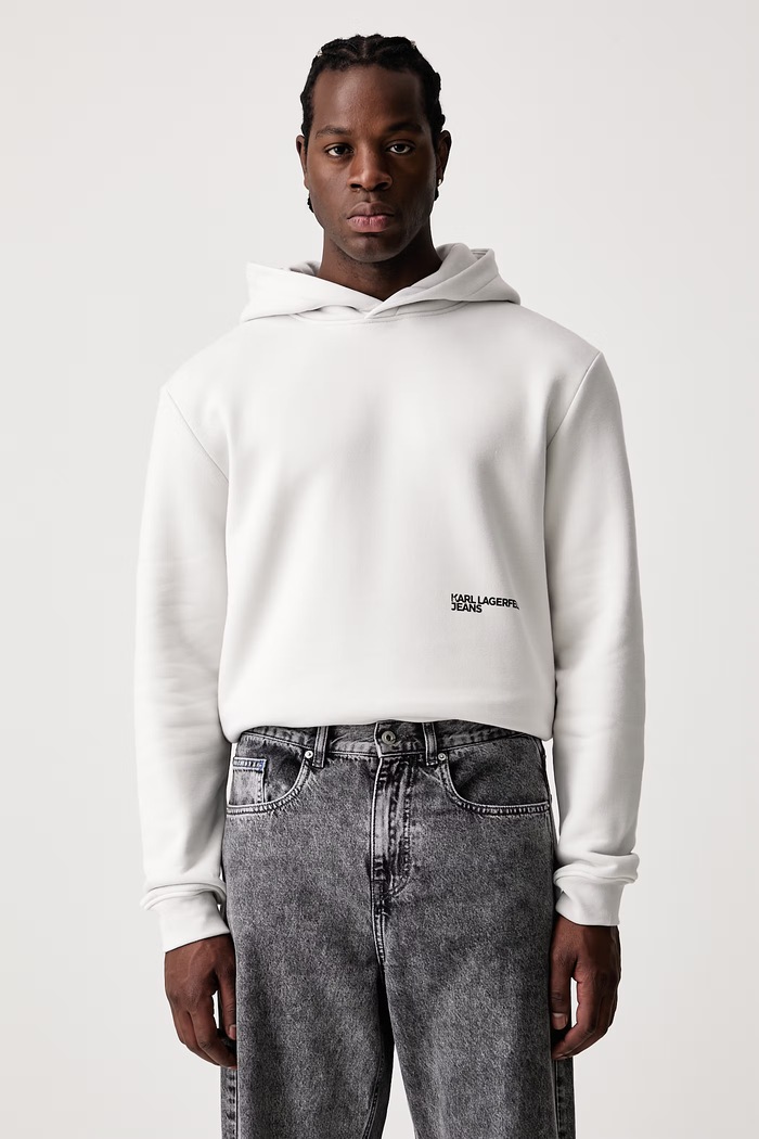Mikina s kapucňou pánska s bavlnou Karl Lagerfeld Jeans B4M20023 sivá