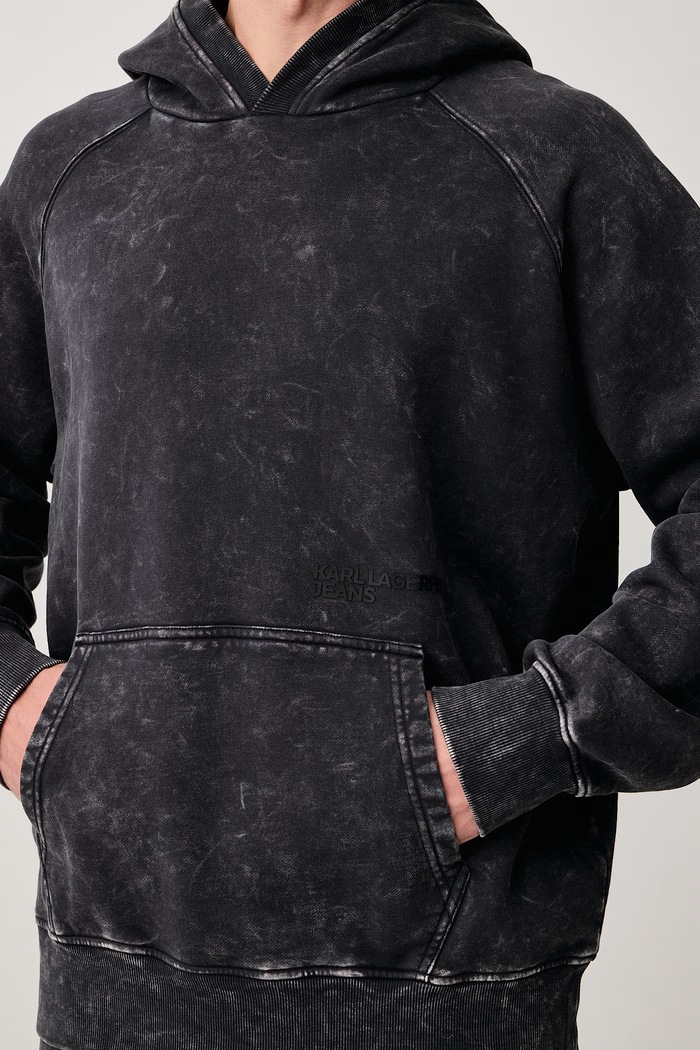 Суичър с качулка мъжки от памук Karl Lagerfeld Jeans B4M20022 черен