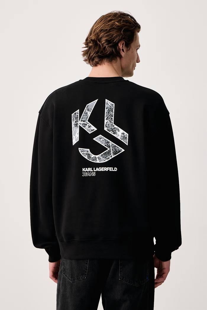Karl Lagerfeld Jeans Mikina pánska bavlnená čierna B4M20019