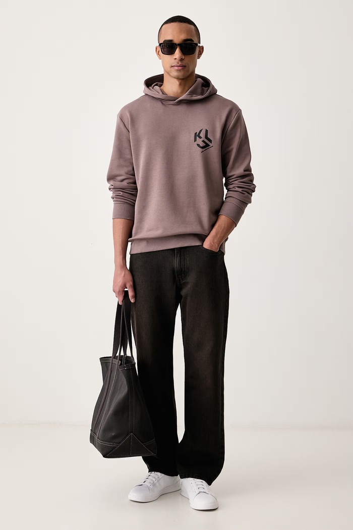 Karl Lagerfeld Jeans Bluza męska z bawełną B3M20021 brązowy AW26