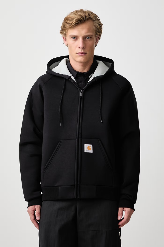 Carhartt WIP Car-Lux Hooded Jacket bluza rozpinana z kapturem z bawełną męska czarny I032935