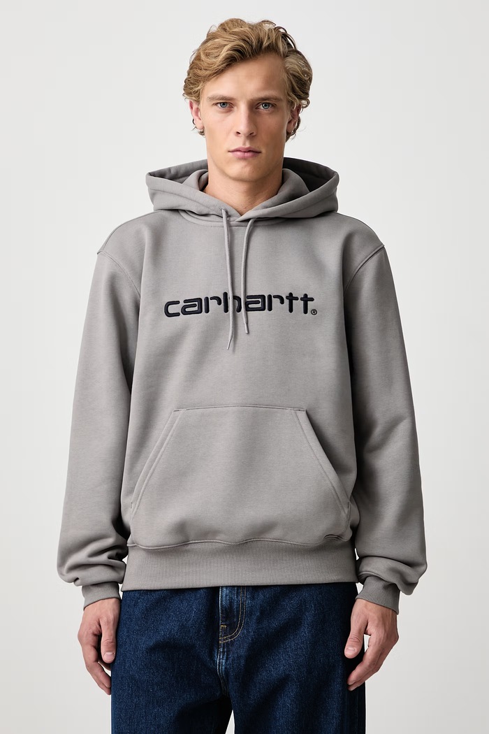 Carhartt WIP Hooded Carhartt Sweat bluza z kapturem z bawełną męska szary I030547