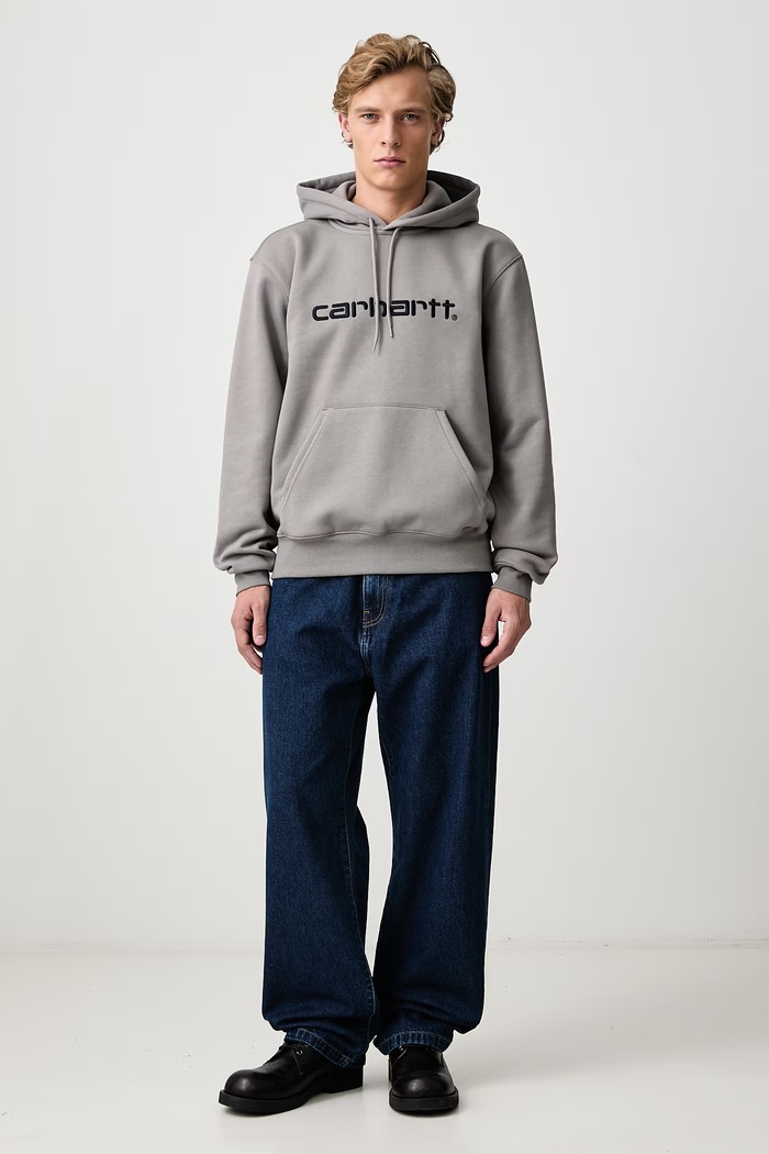 Carhartt WIP Hooded Carhartt Sweat bluza z kapturem z bawełną męska I030547 szary AW26