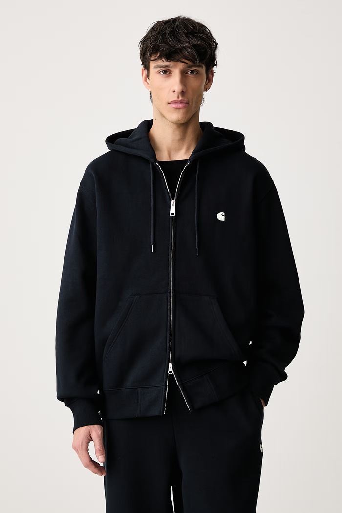 Carhartt WIP Hooded Mack Jacket bluza rozpinana z kapturem z bawełną męska granatowy I037102