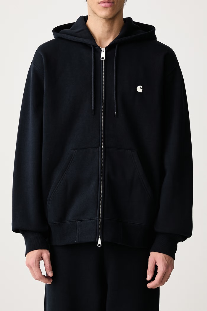 Hooded Mack Jacket bluza rozpinana z kapturem z bawełną męska Carhartt WIP granatowy I037102