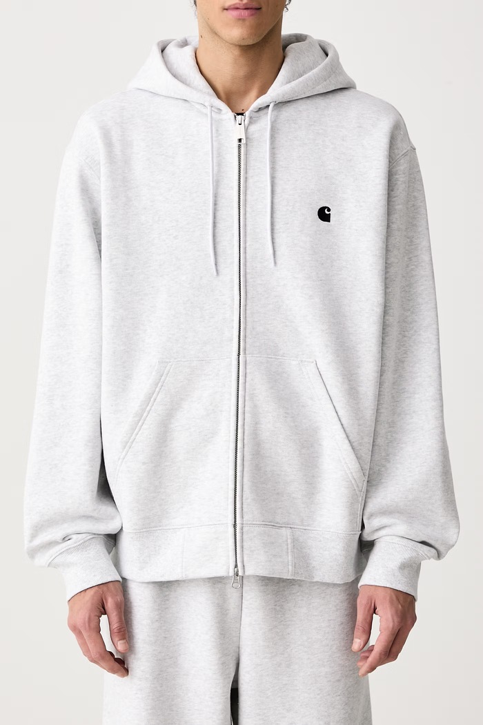 Hooded Mack Jacket bluza rozpinana z kapturem z bawełną męska Carhartt WIP szary I037102
