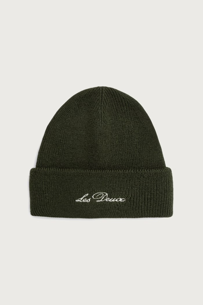 Les Deux Czapka beanie męska wełniana zielony 1002378