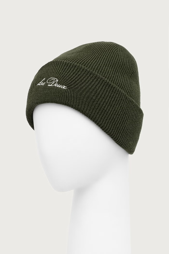 Akcesoria Les Deux Czapka beanie męska wełniana 1002378 zielony